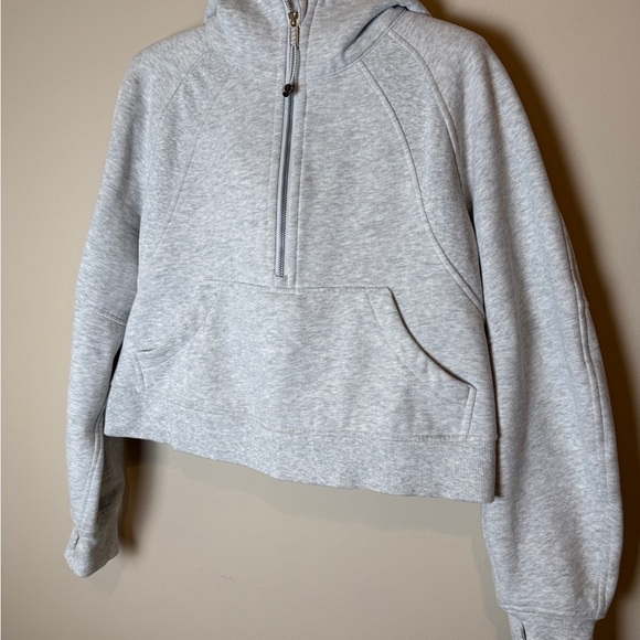 Lululemon Scuba Oversized cropped 1/2 Zip Hoodie Heathered Core Light Grey S - Picture 4 of 13